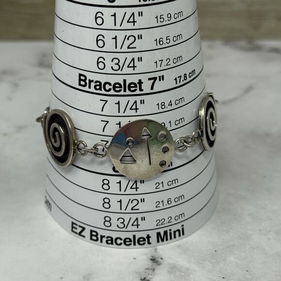 Sterling Silver 925 HOB Southwest Panel Modernist Geometric Bracelet Mexico 31g - Picture 4 of 9